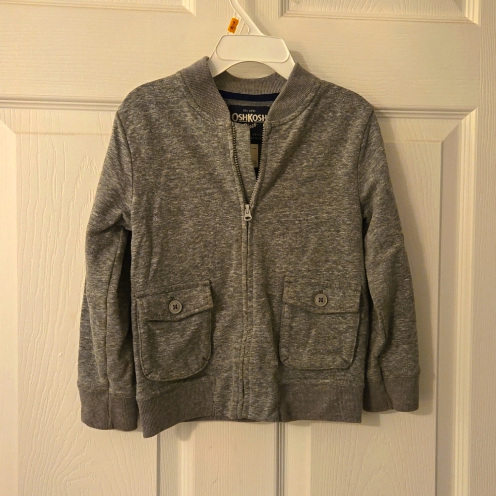 Oshkosh light weight full zip Gray jacket Size 3T